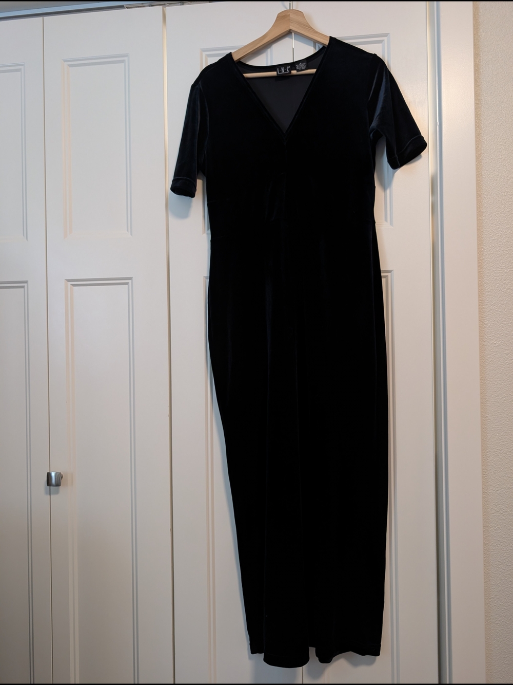 INC International Concepts Black Velvet Maxi Dress 90s Retro